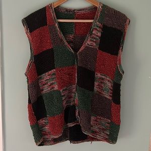 HANDMADE Knit Chenille Button Down Sweater Vest Size M